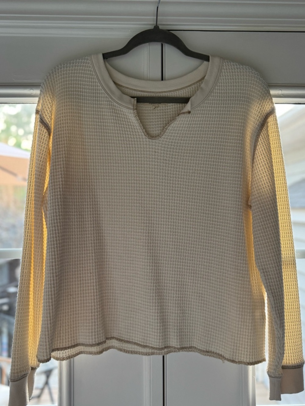 Madewell Cream Waffle Knit Sweatshirt